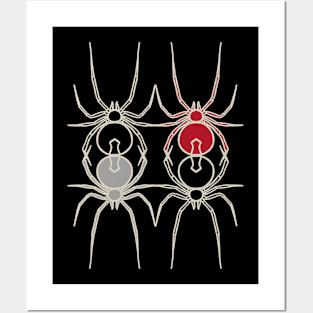 Simply Spooky Collection - Spiders - Bat Black and Bone White Posters and Art